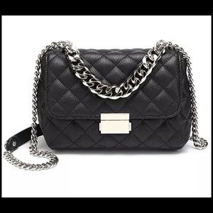 Black Quilted PU Leather Fashion Bag!